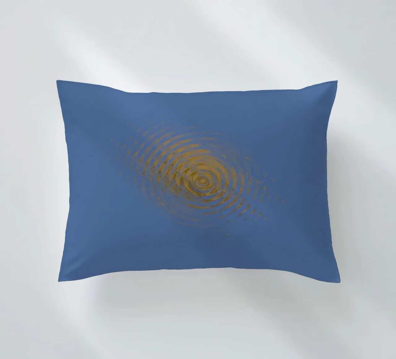 Motif circulaire abstrait et dynamique en bleu et jaune coussin de Something for you