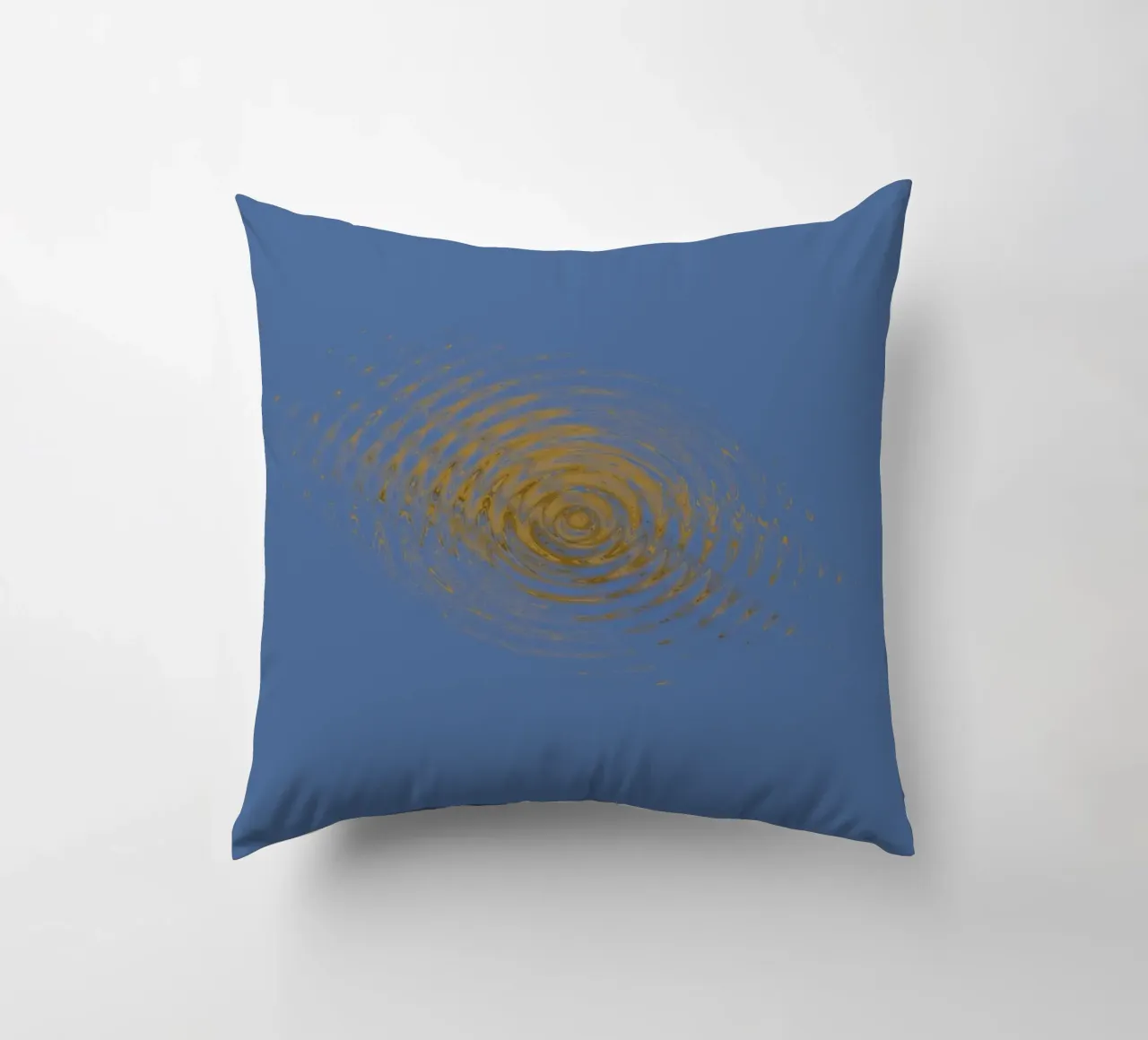 Motif circulaire abstrait et dynamique en bleu et jaune coussin de Something for you