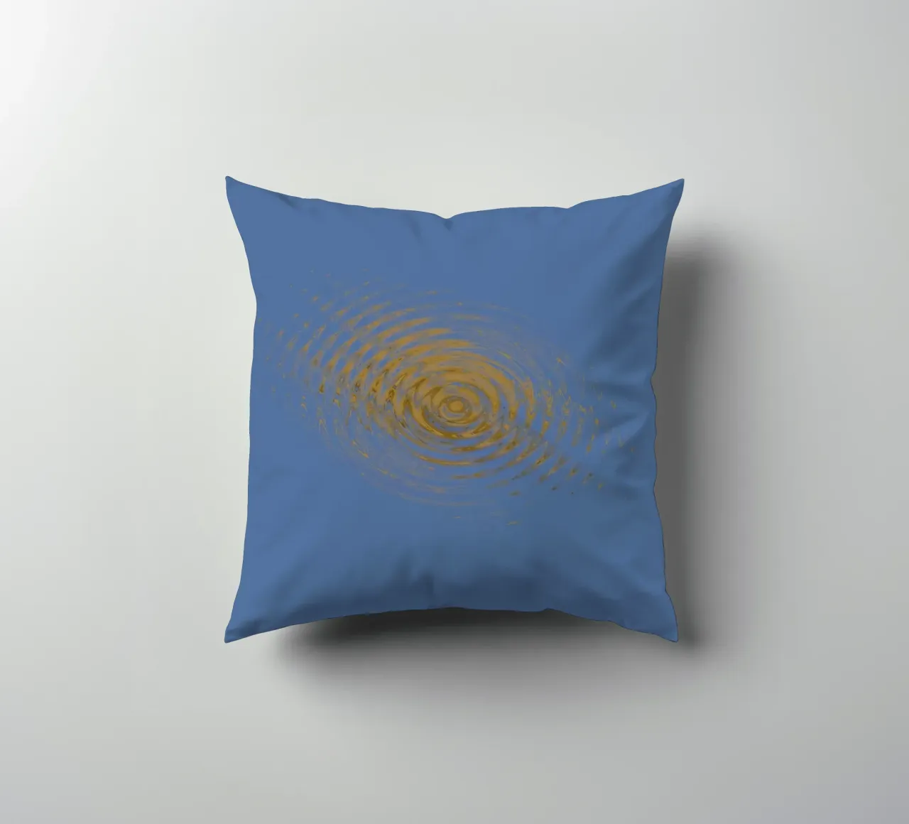 Motif circulaire abstrait et dynamique en bleu et jaune coussin de Something for you
