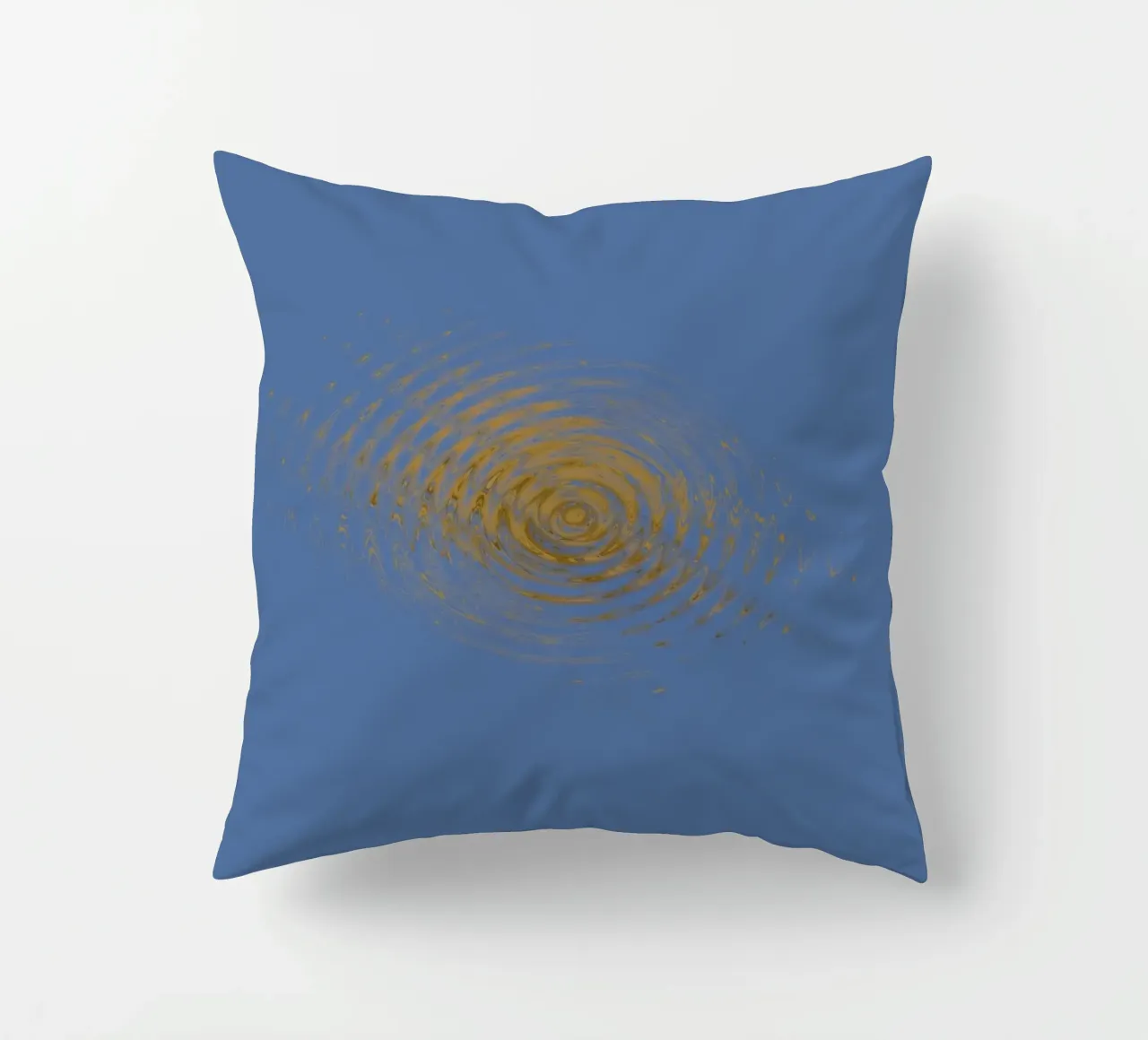 Motif circulaire abstrait et dynamique en bleu et jaune coussin de Something for you