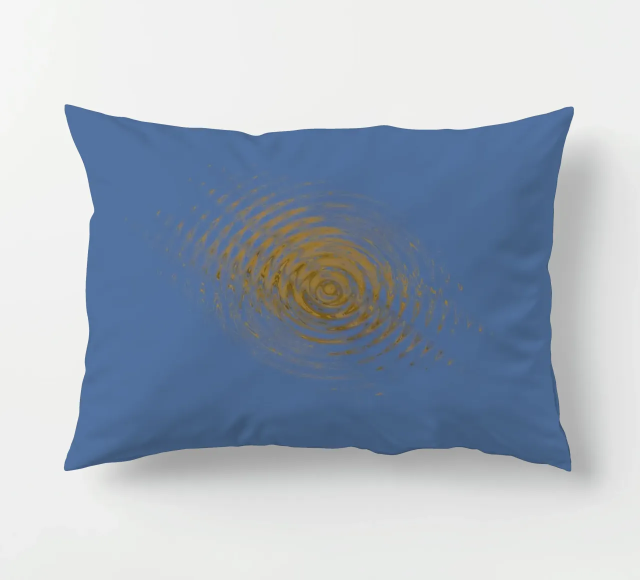 Motif circulaire abstrait et dynamique en bleu et jaune coussin de Something for you