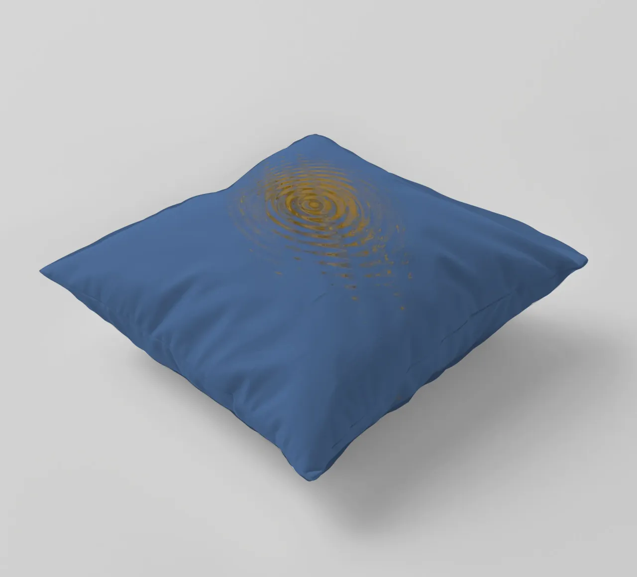Motif circulaire abstrait et dynamique en bleu et jaune coussin de Something for you