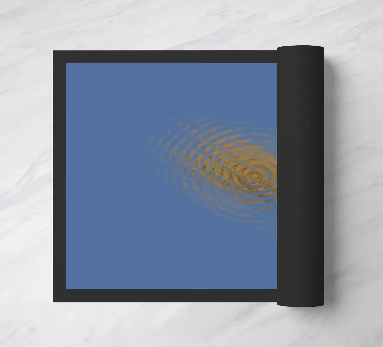 Abstract dynamic circular pattern in blue and yellow doormat by Something for you