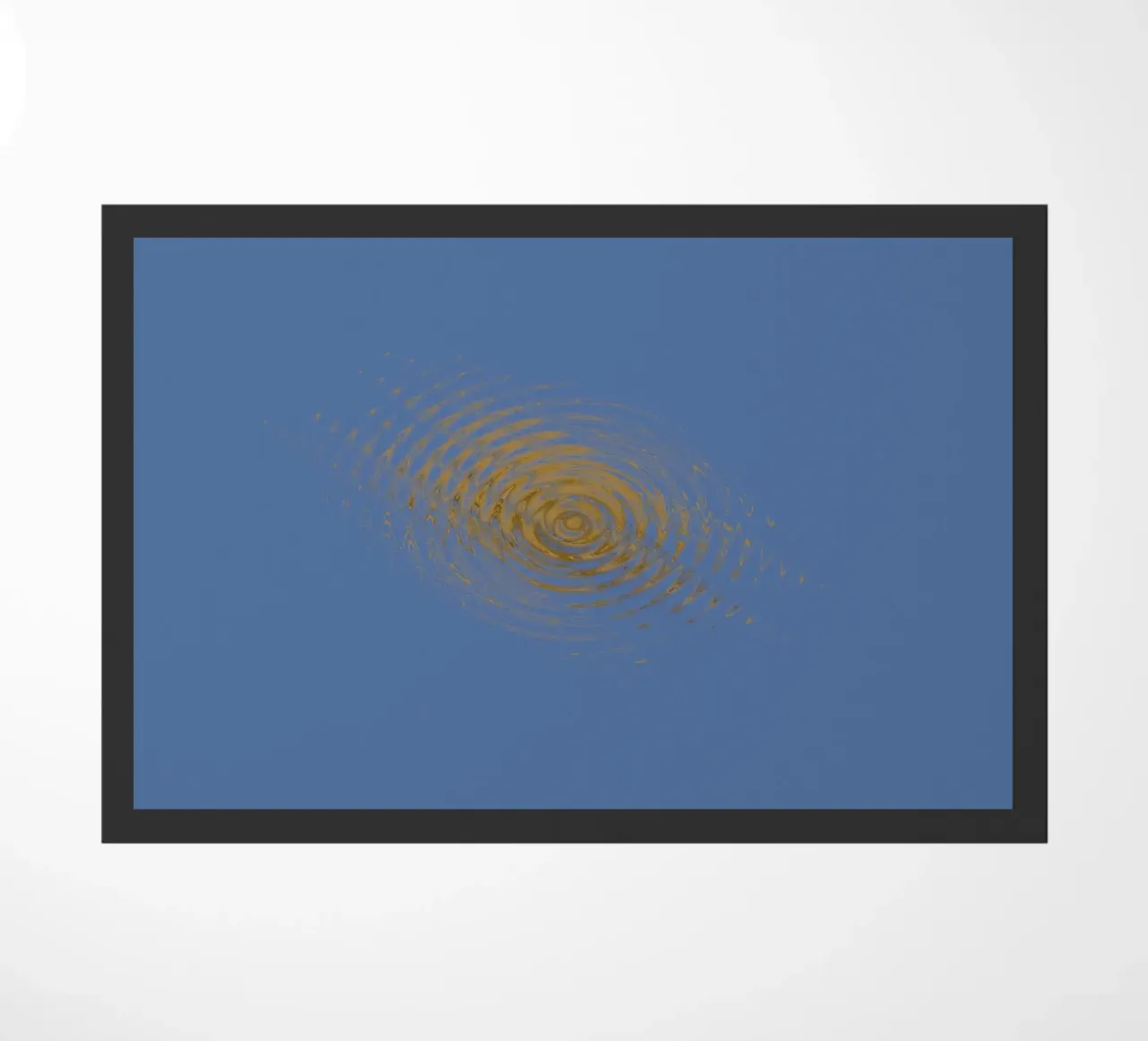 Abstract dynamic circular pattern in blue and yellow doormat by Something for you