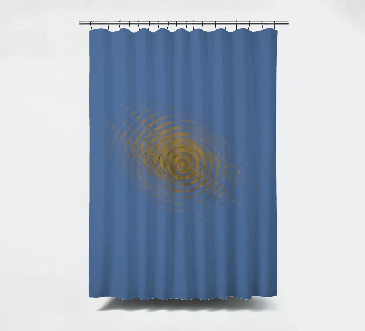 Abstract dynamic circular pattern in blue and yellow shower curtain by Something for you