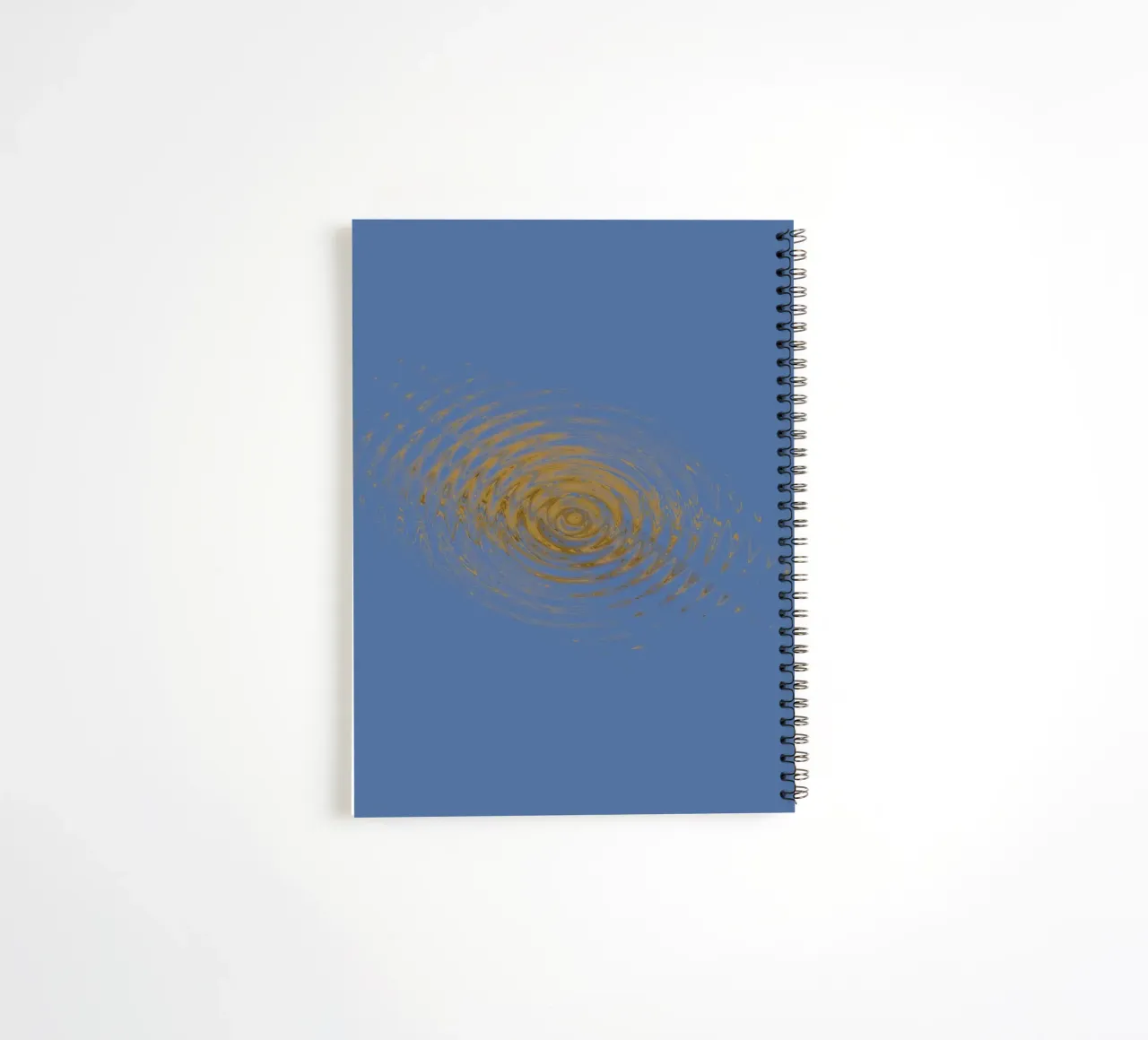 Abstract dynamic circular pattern in blue and yellow spiral notebook by Something for you