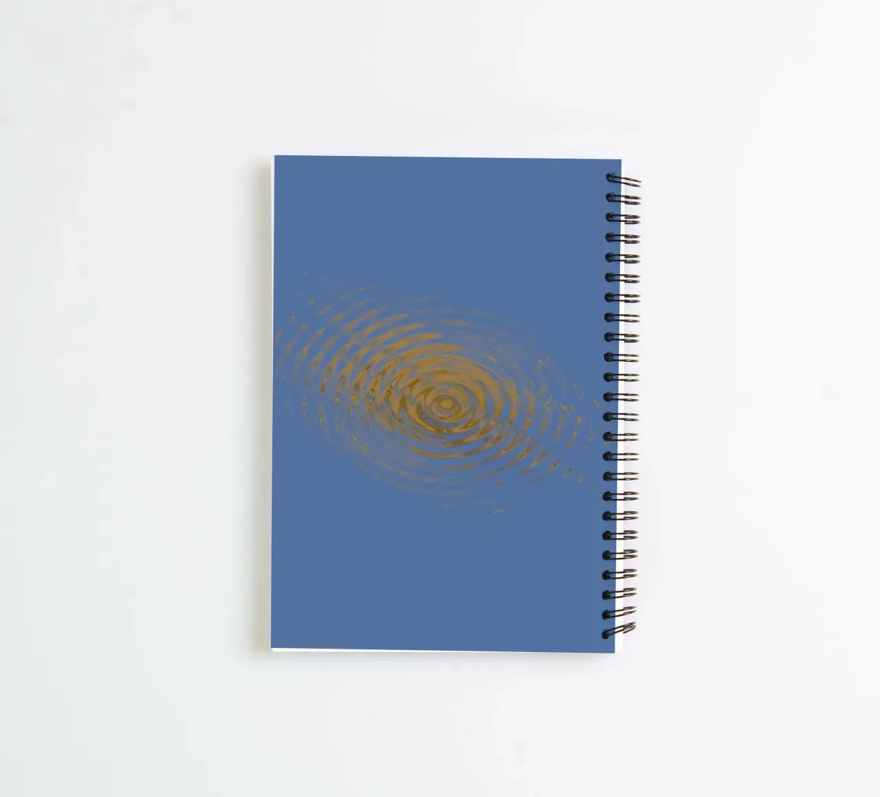 Abstract dynamic circular pattern in blue and yellow spiral notebook by Something for you