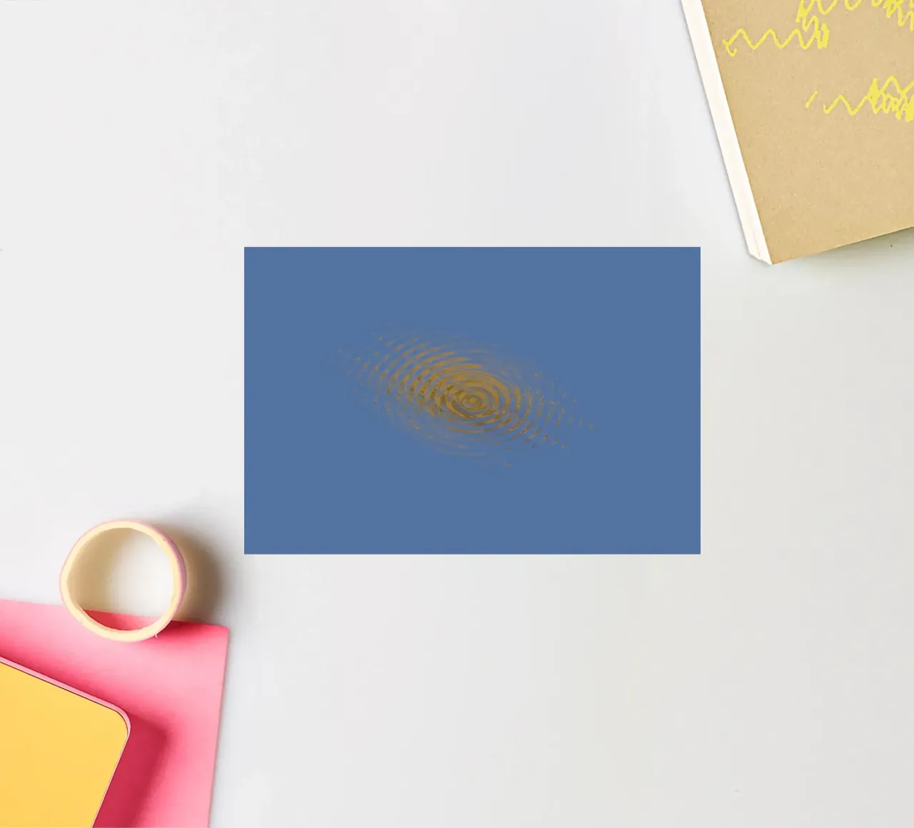 Abstract dynamic circular pattern in blue and yellow sticker by Something for you