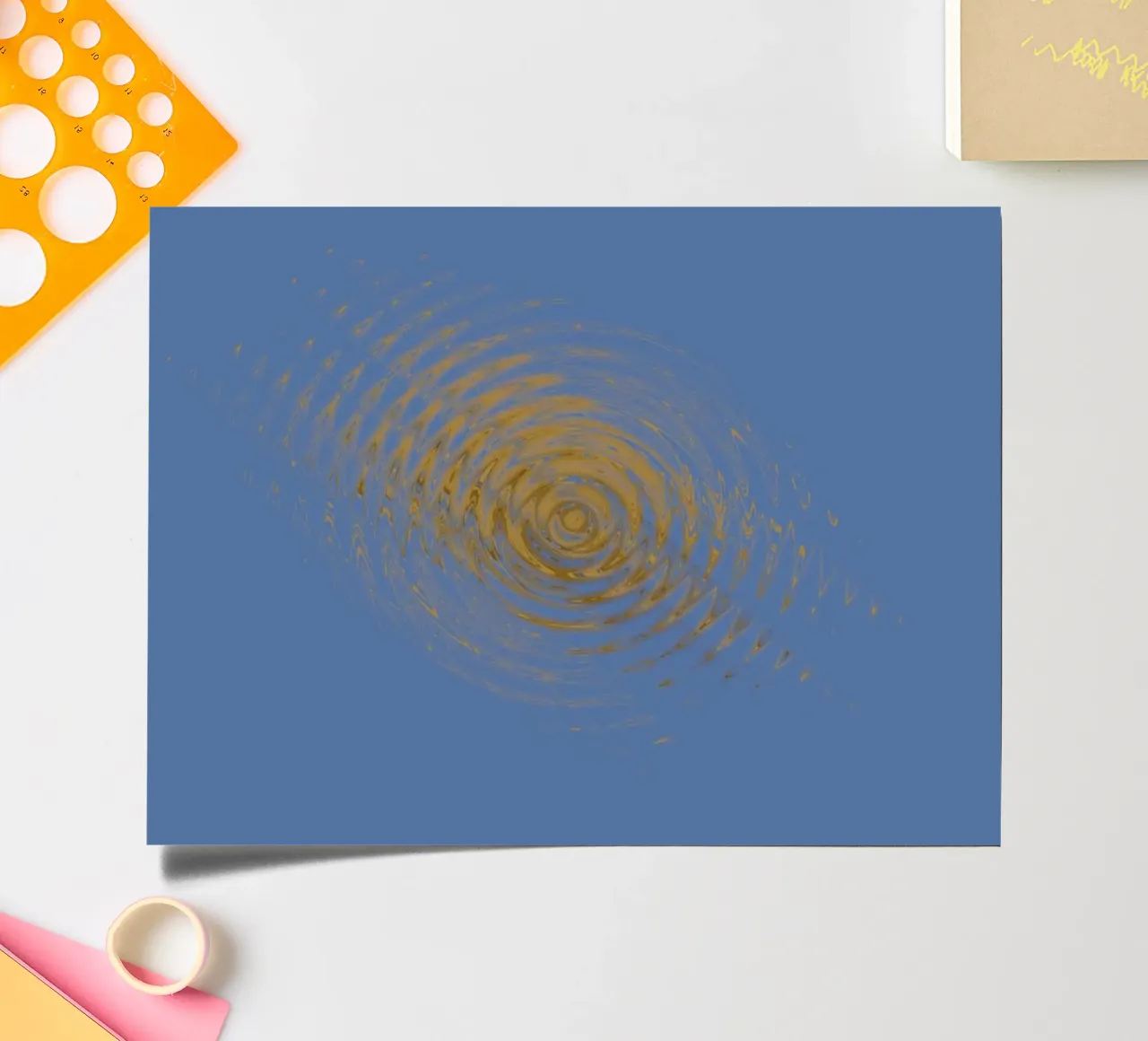Abstract dynamic circular pattern in blue and yellow sticker sheet by Something for you
