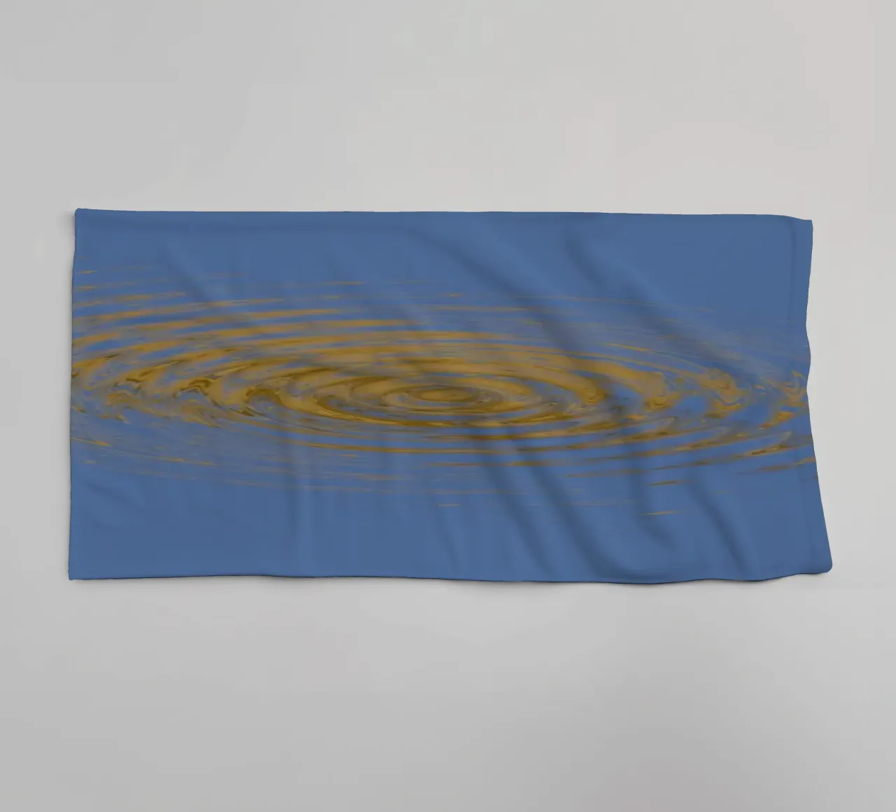 Abstract dynamic circular pattern in blue and yellow towel by Something for you