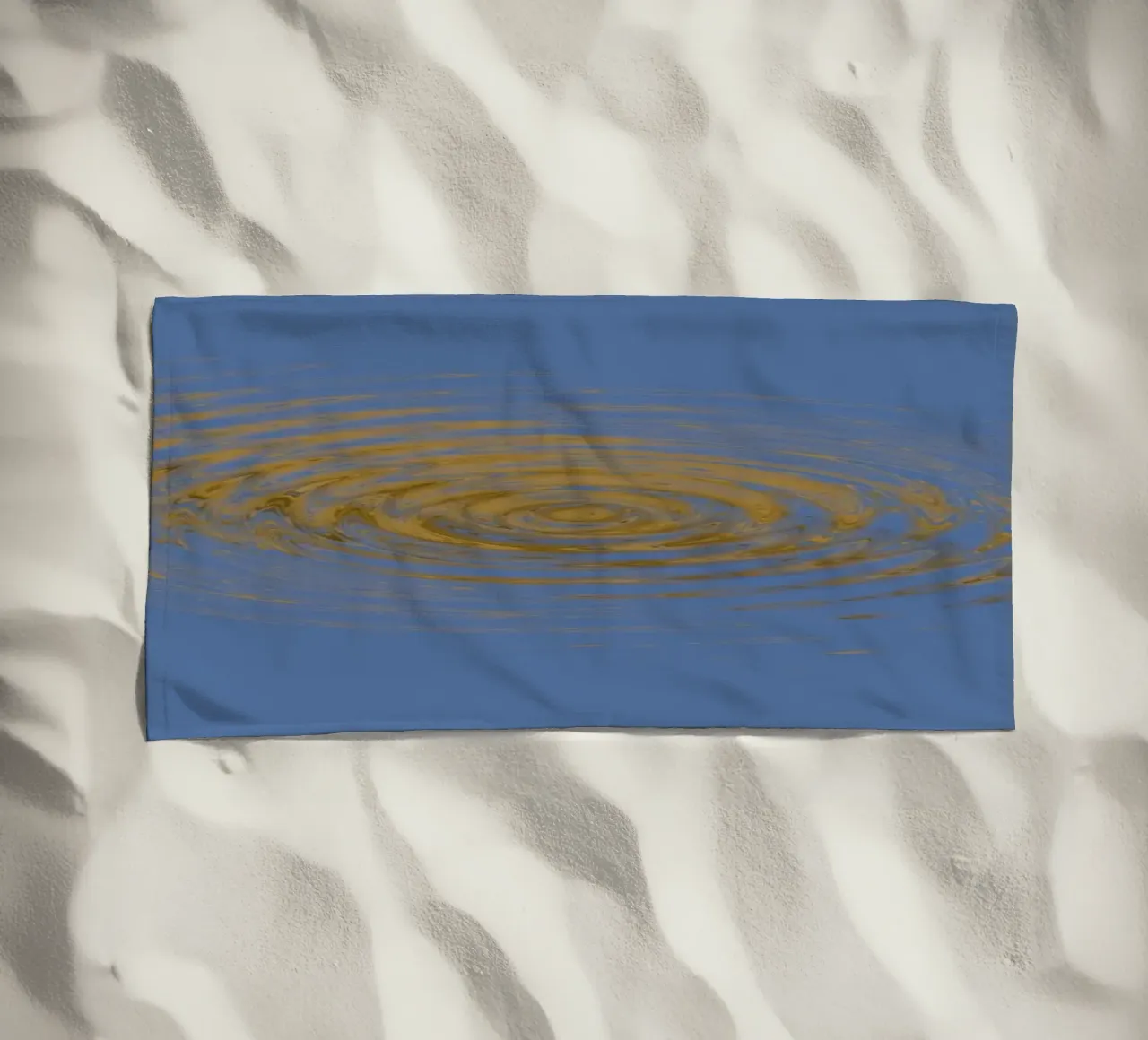 Motif circulaire abstrait et dynamique en bleu et jaune serviette de plage de Something for you