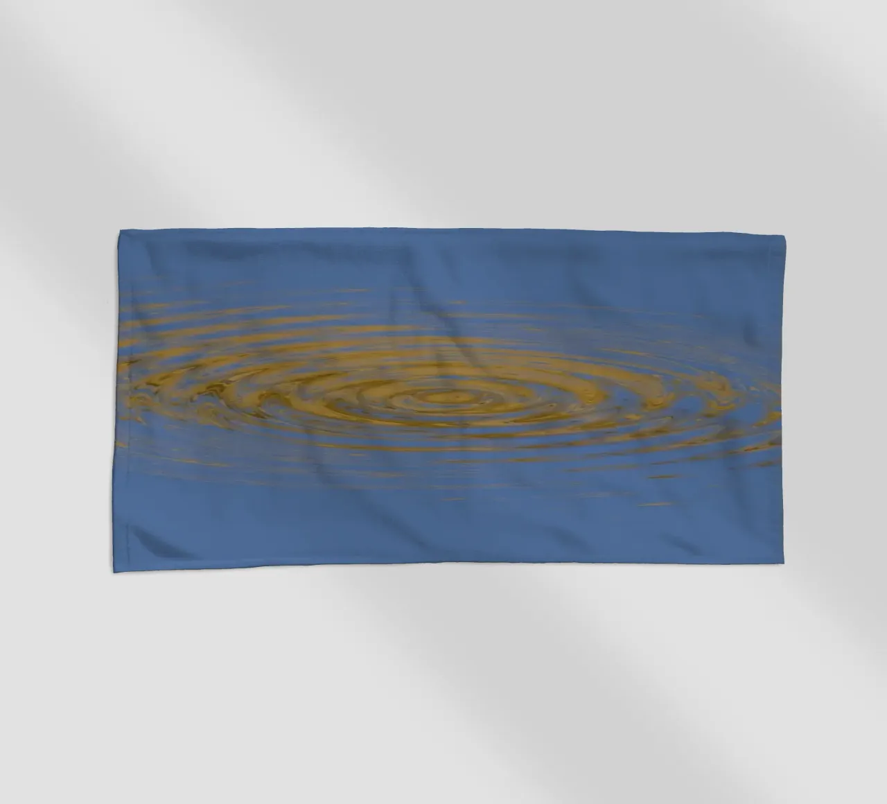 Abstract dynamic circular pattern in blue and yellow beach towel by Something for you