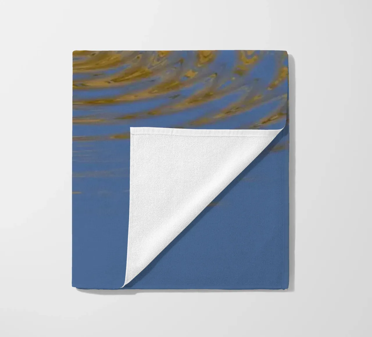 Abstract dynamic circular pattern in blue and yellow beach towel by Something for you