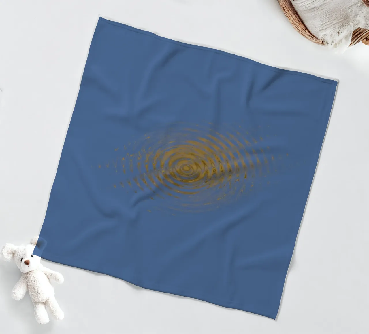 Abstract dynamic circular pattern in blue and yellow fleece blanket by Something for you