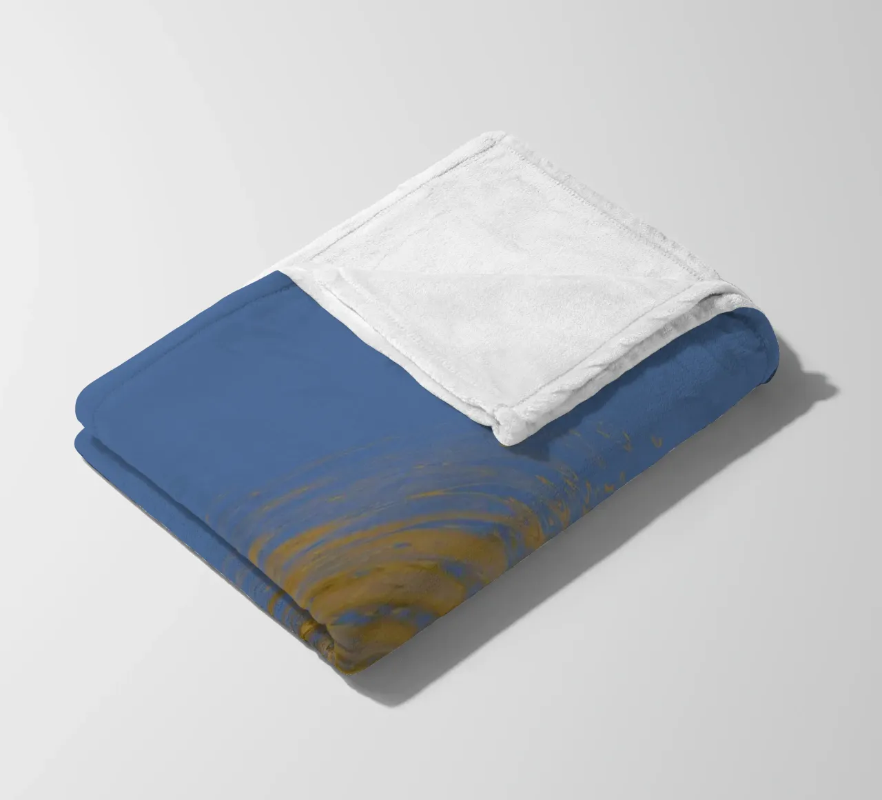 Abstract dynamic circular pattern in blue and yellow fleece blanket by Something for you