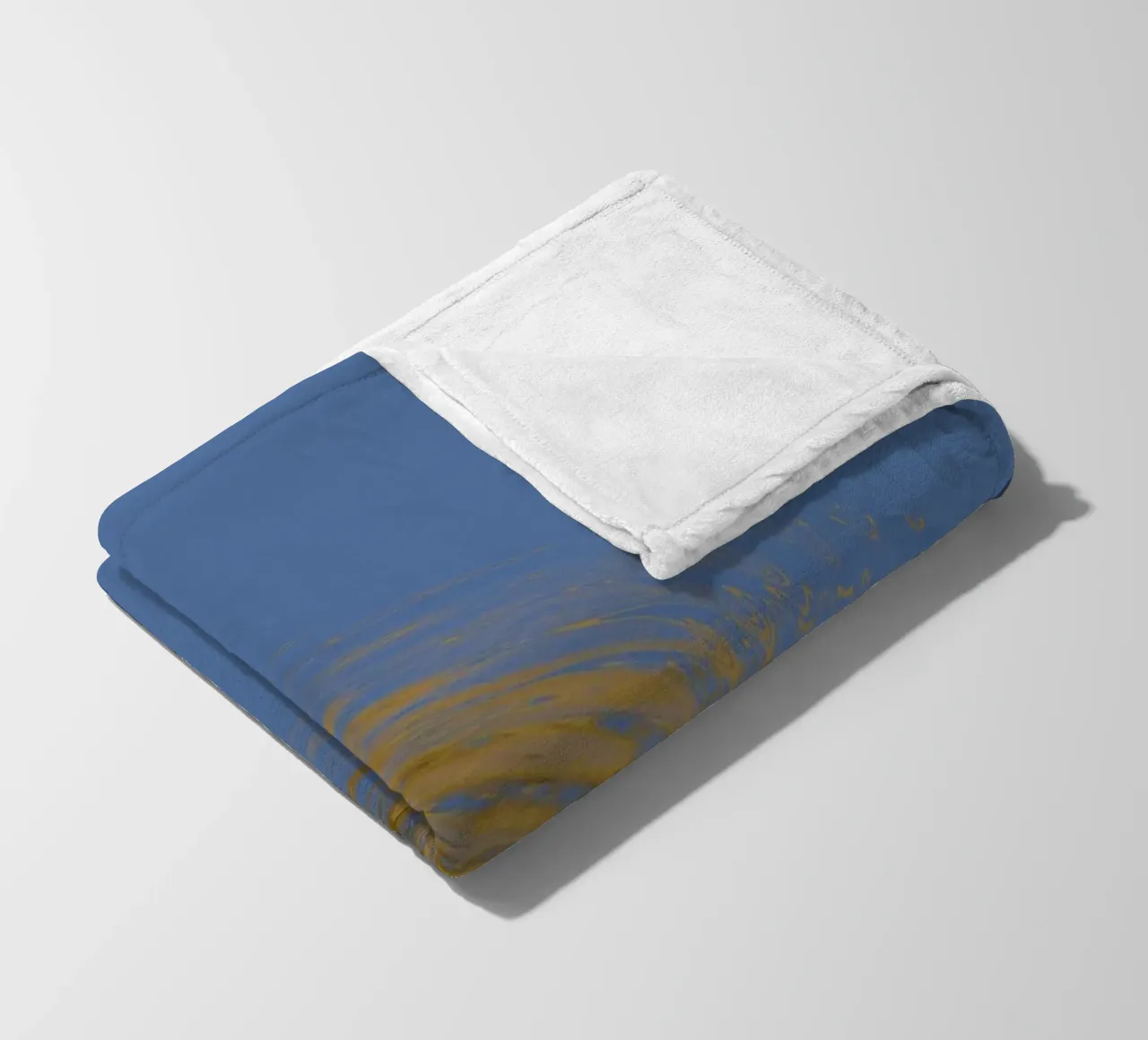 Abstract dynamic circular pattern in blue and yellow fleece blanket by Something for you