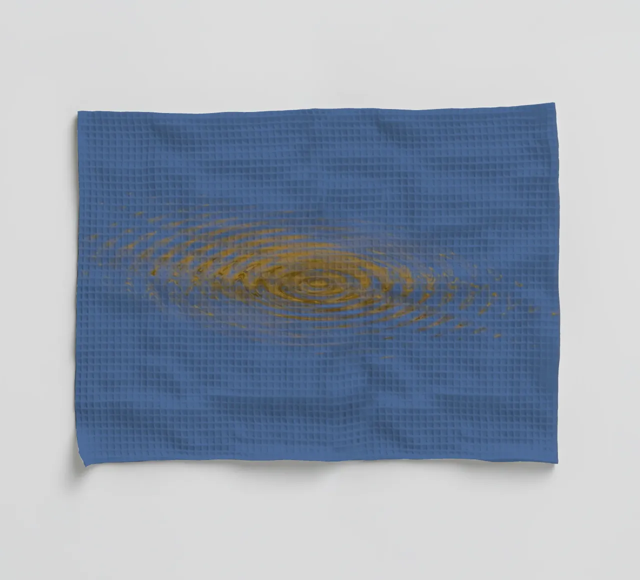 Abstract dynamic circular pattern in blue and yellow tea towel by Something for you