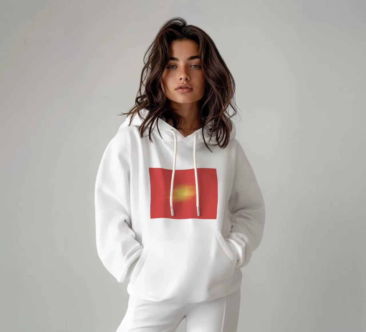 Motif horizontal dynamique abstrait en rouge et jaune sweat à capuche de Something for you