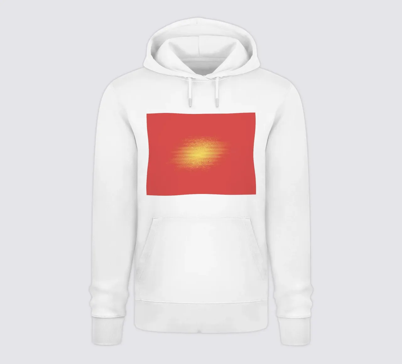 Abstract dynamic horizontal pattern in red and yellow hoodie by Something for you