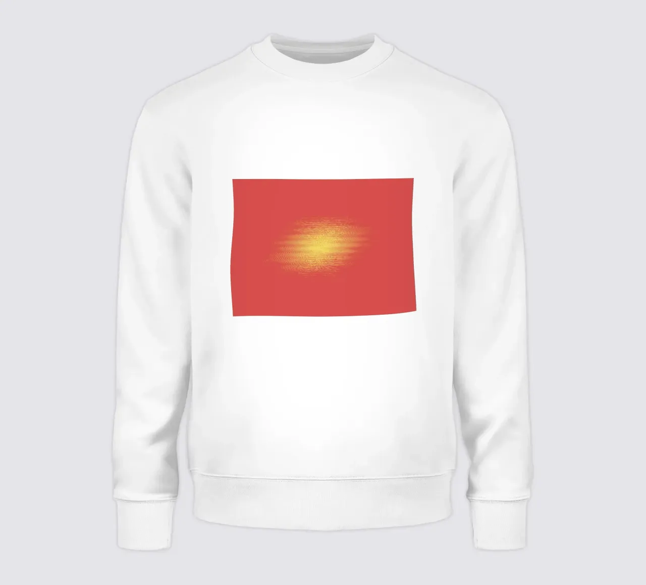 Abstract dynamic horizontal pattern in red and yellow sweatshirt by Something for you