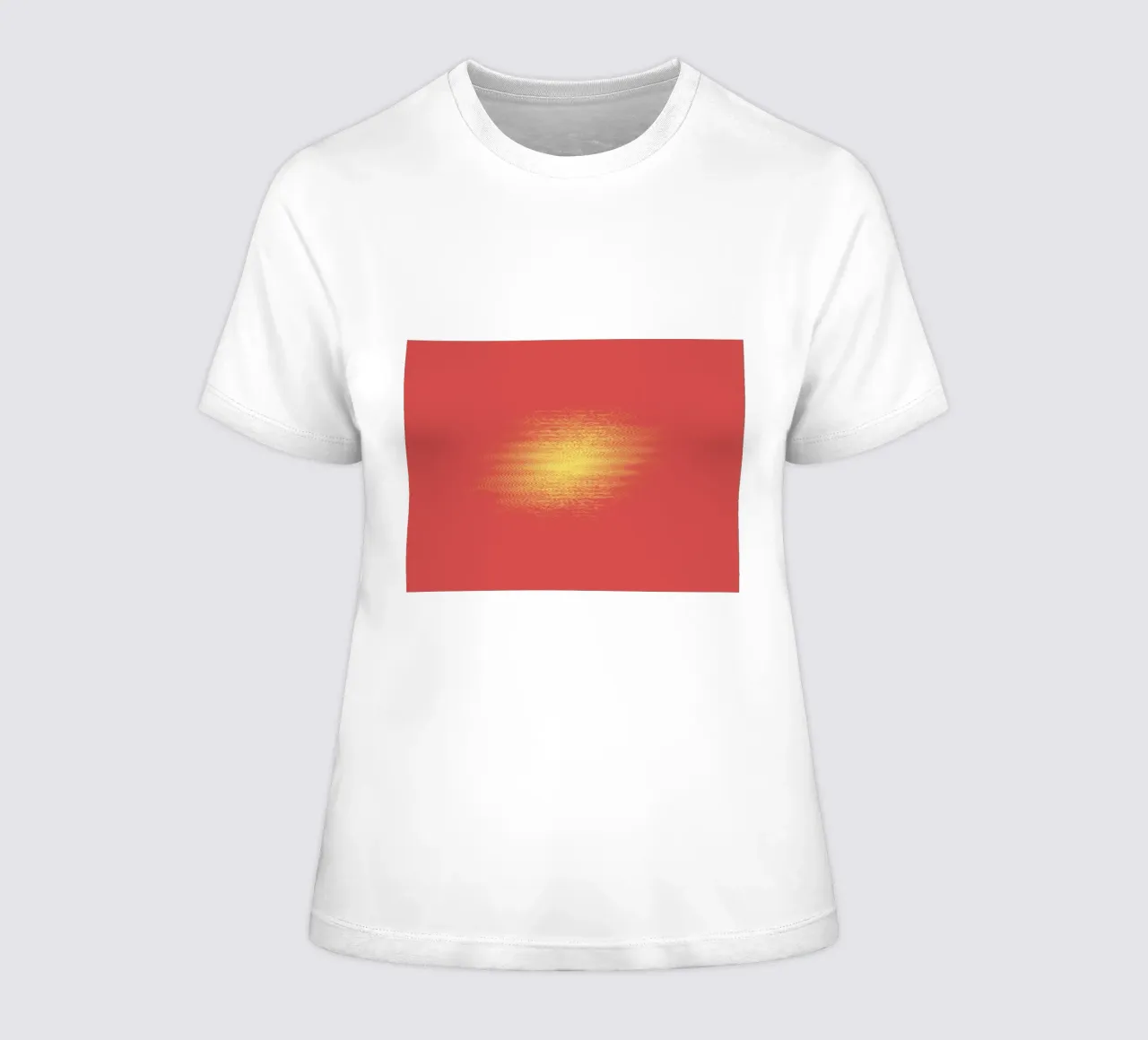 Abstract dynamic horizontal pattern in red and yellow women's fitted t-shirt by Something for you