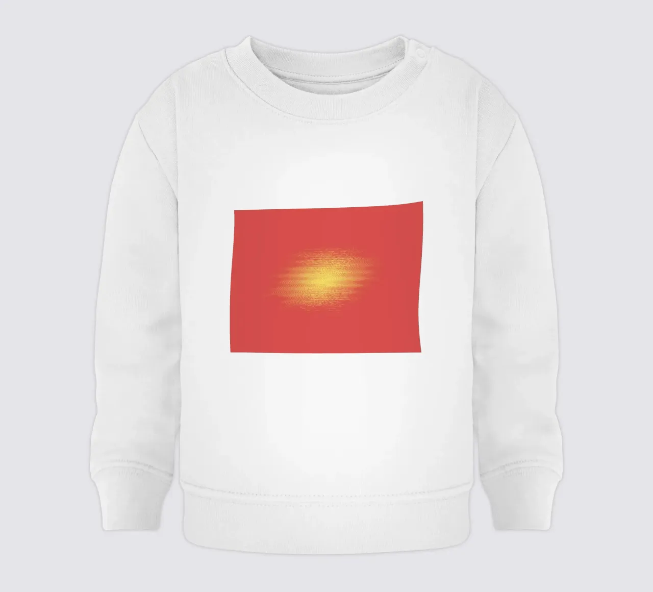 Abstract dynamic horizontal pattern in red and yellow baby sweatshirt by Something for you