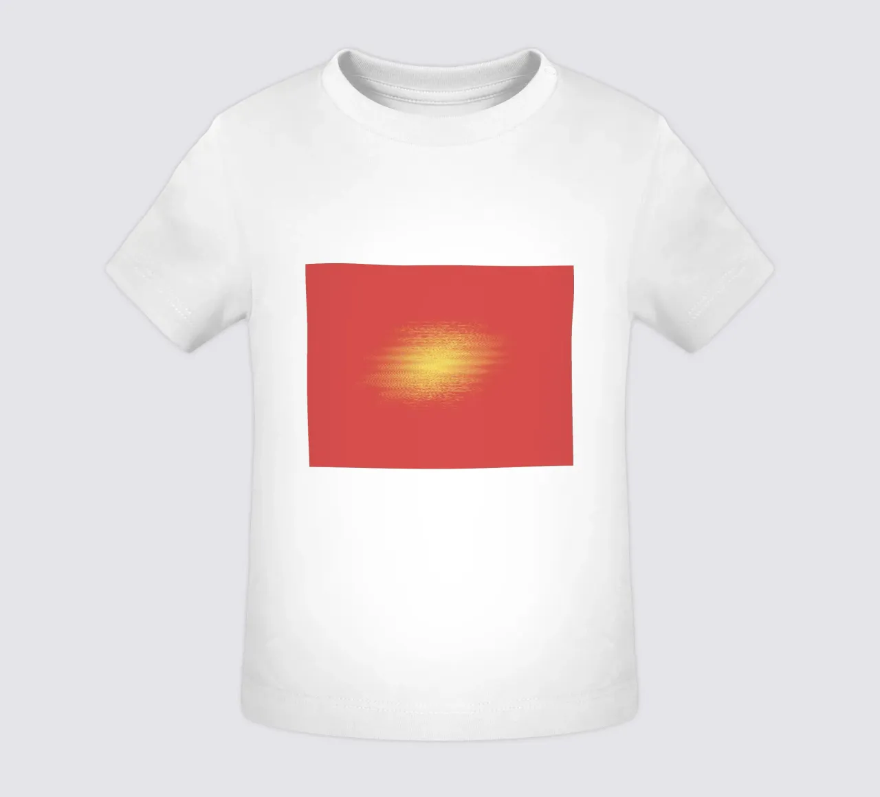 Abstract dynamic horizontal pattern in red and yellow baby t-shirt by Something for you