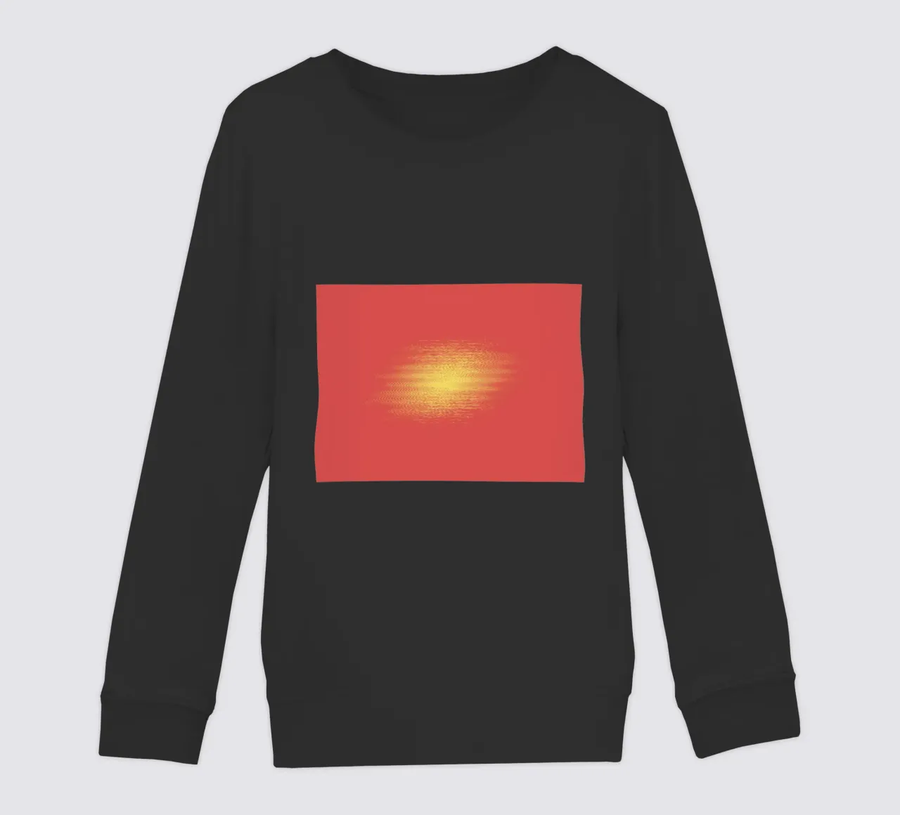 Abstract dynamic horizontal pattern in red and yellow kids sweatshirt by Something for you