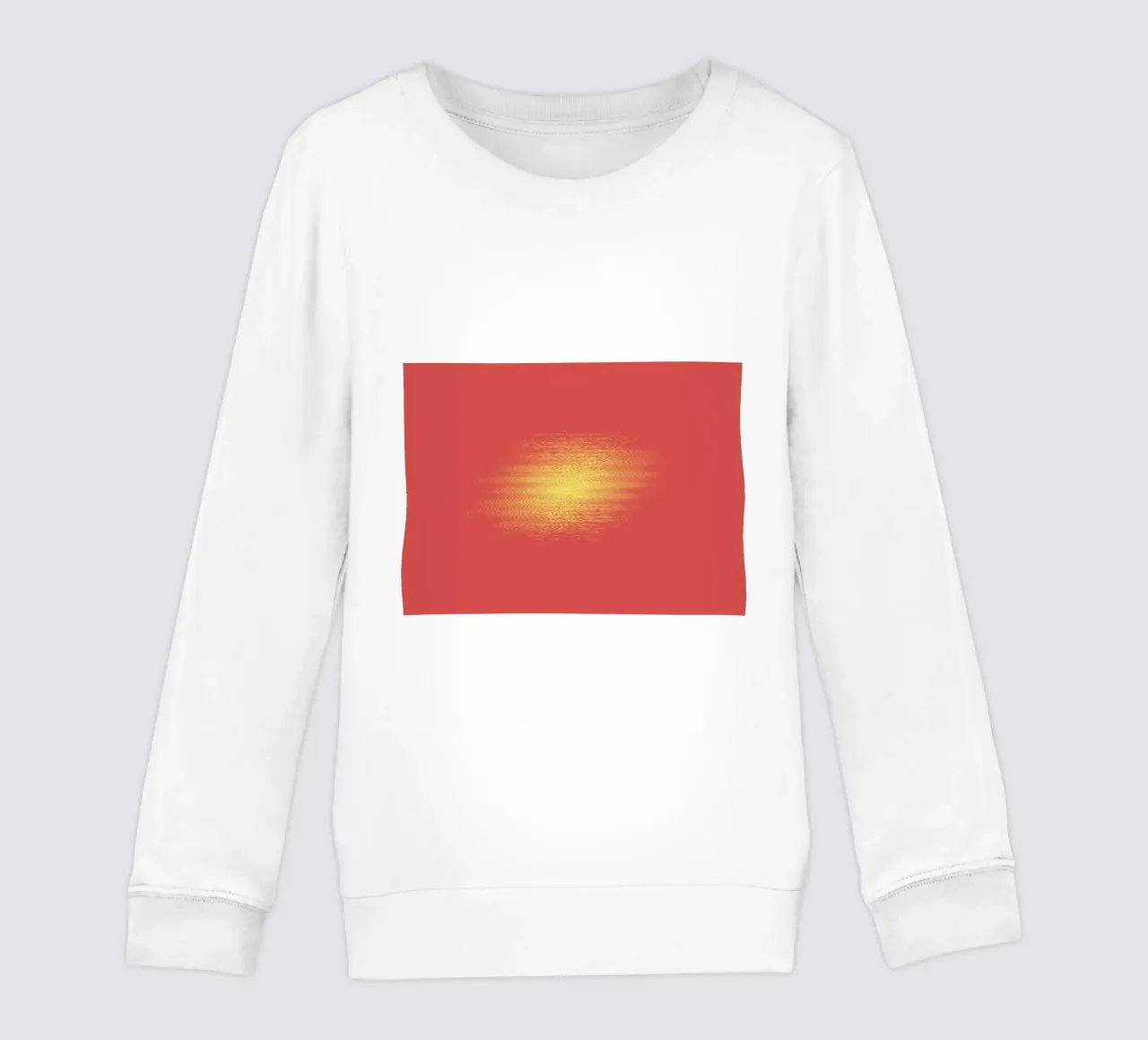 Abstract dynamic horizontal pattern in red and yellow kids sweatshirt by Something for you