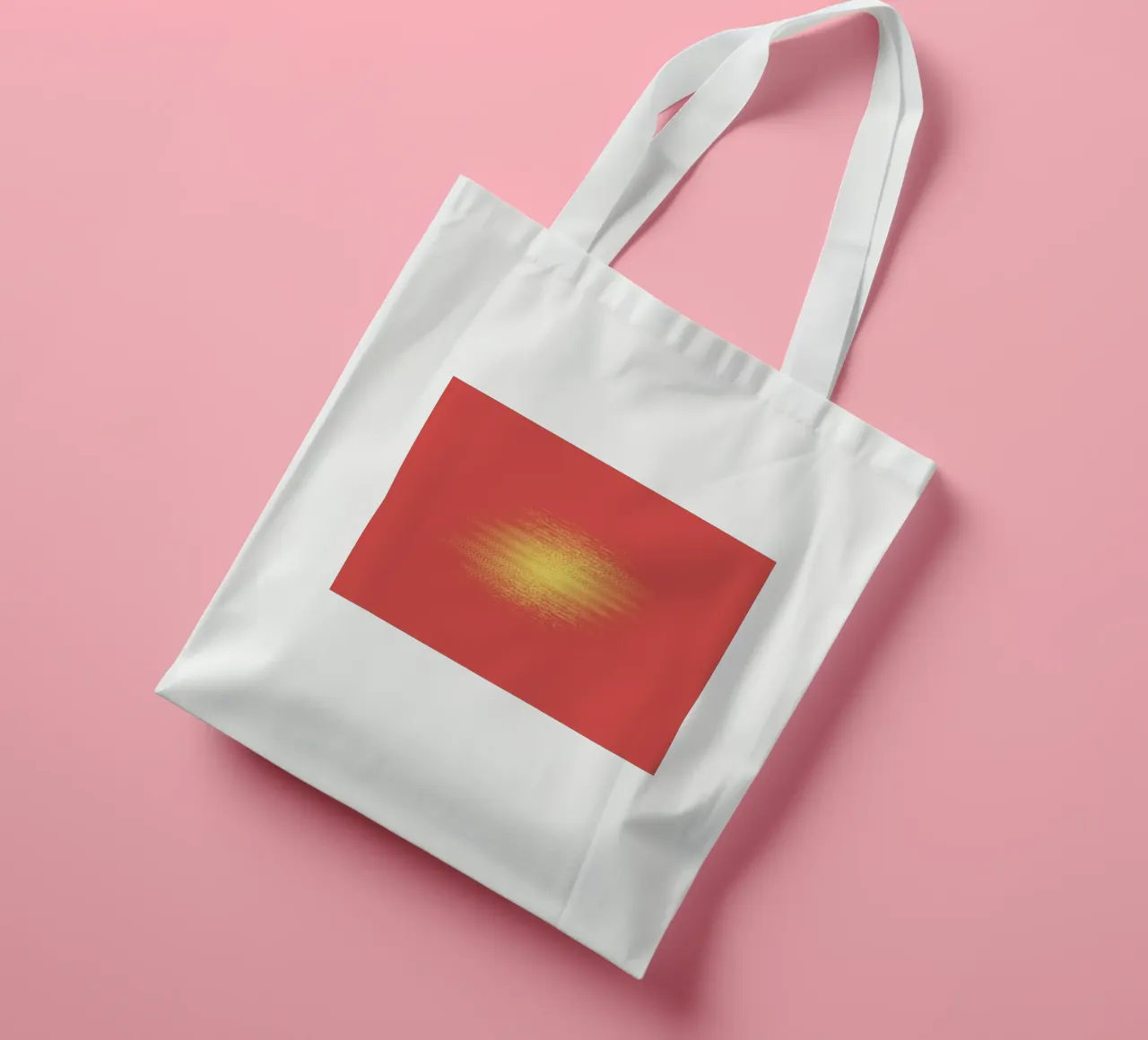 Abstract dynamic horizontal pattern in red and yellow tote bag by Something for you