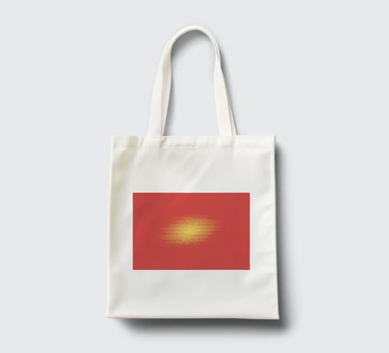 Abstract dynamic horizontal pattern in red and yellow tote bag by Something for you