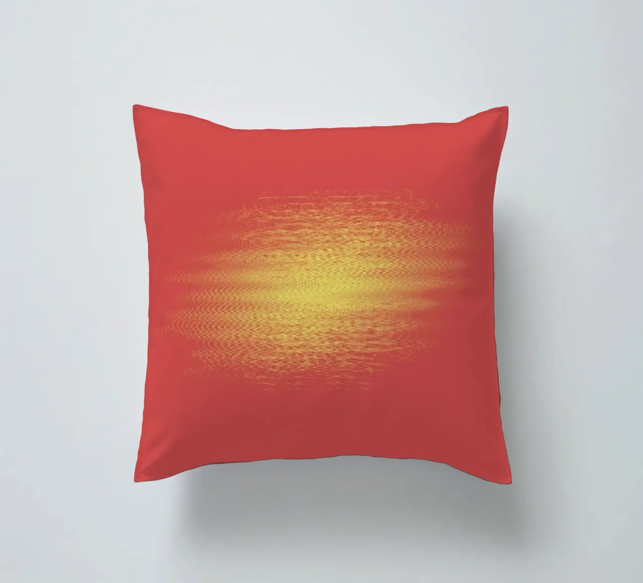 Abstract dynamic horizontal pattern in red and yellow decorative cushion by Something for you