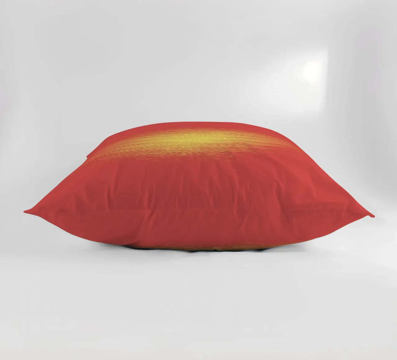 Abstract dynamic horizontal pattern in red and yellow decorative cushion by Something for you