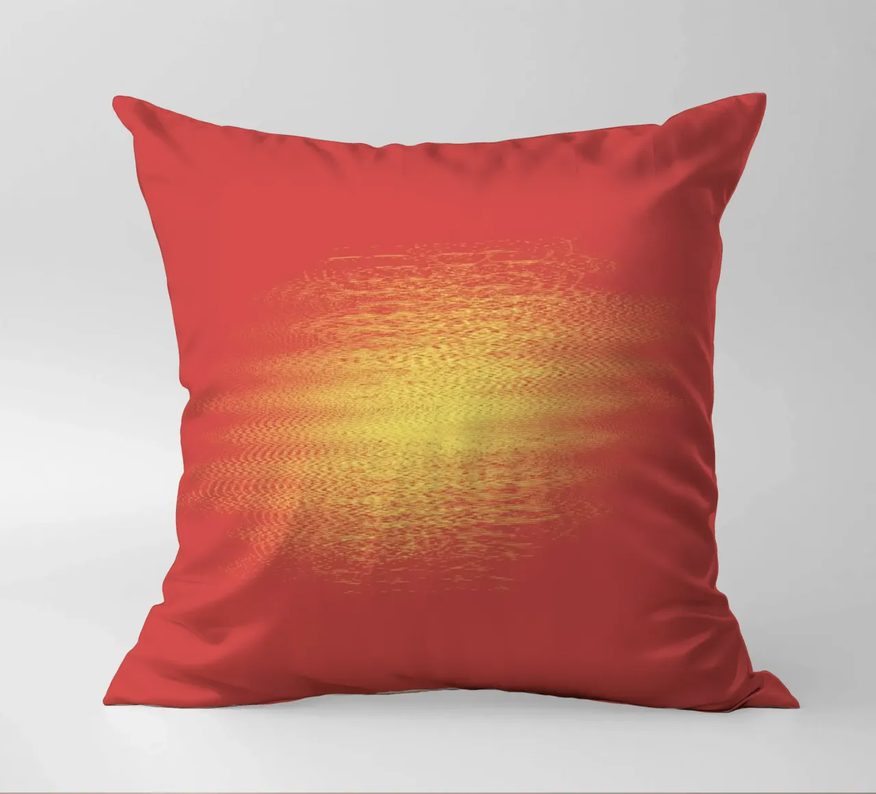 Abstract dynamic horizontal pattern in red and yellow decorative cushion by Something for you