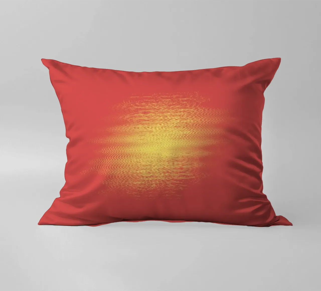 Abstract dynamic horizontal pattern in red and yellow decorative cushion by Something for you