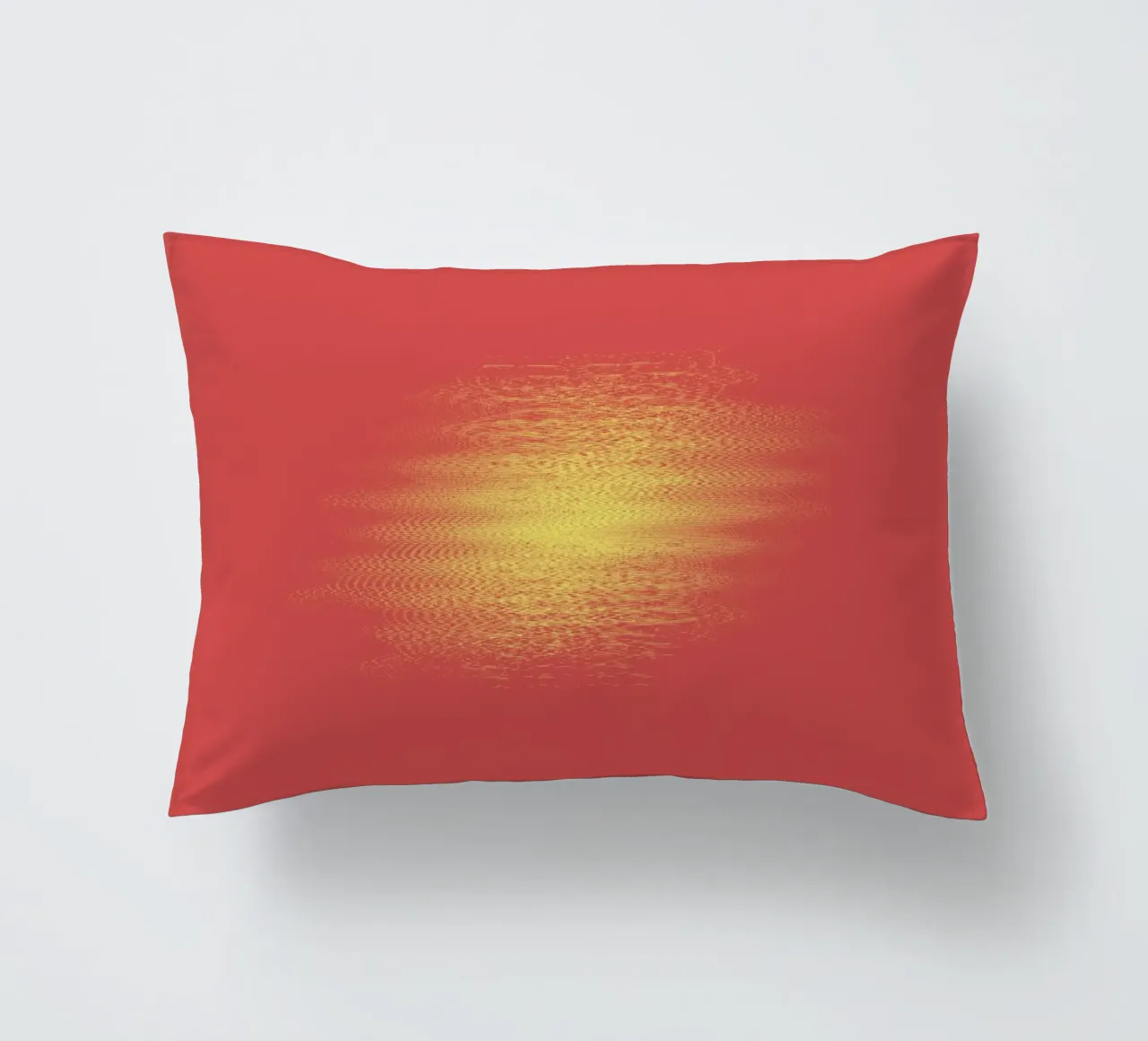 Abstract dynamic horizontal pattern in red and yellow decorative cushion by Something for you