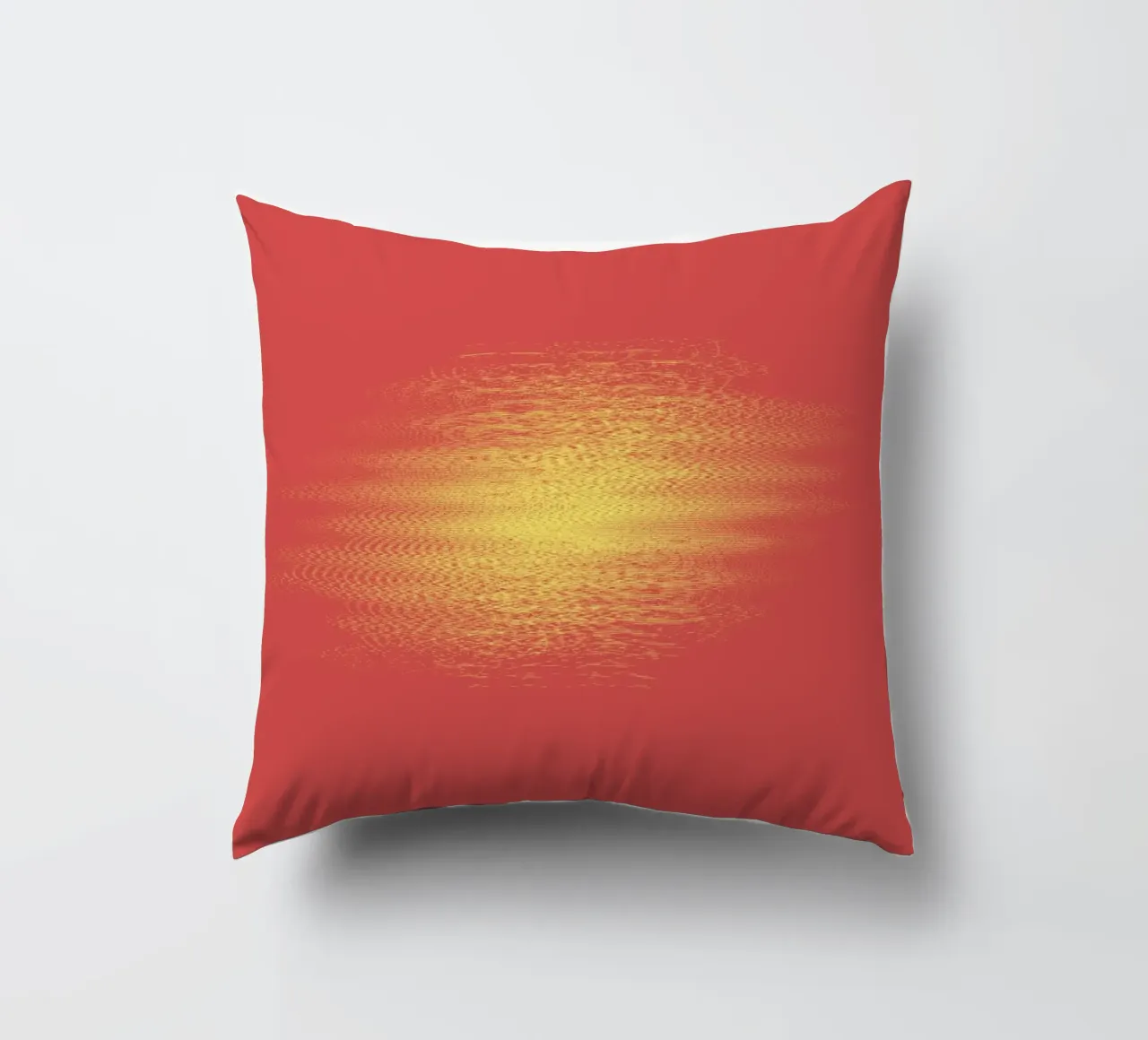 Abstract dynamic horizontal pattern in red and yellow decorative cushion by Something for you