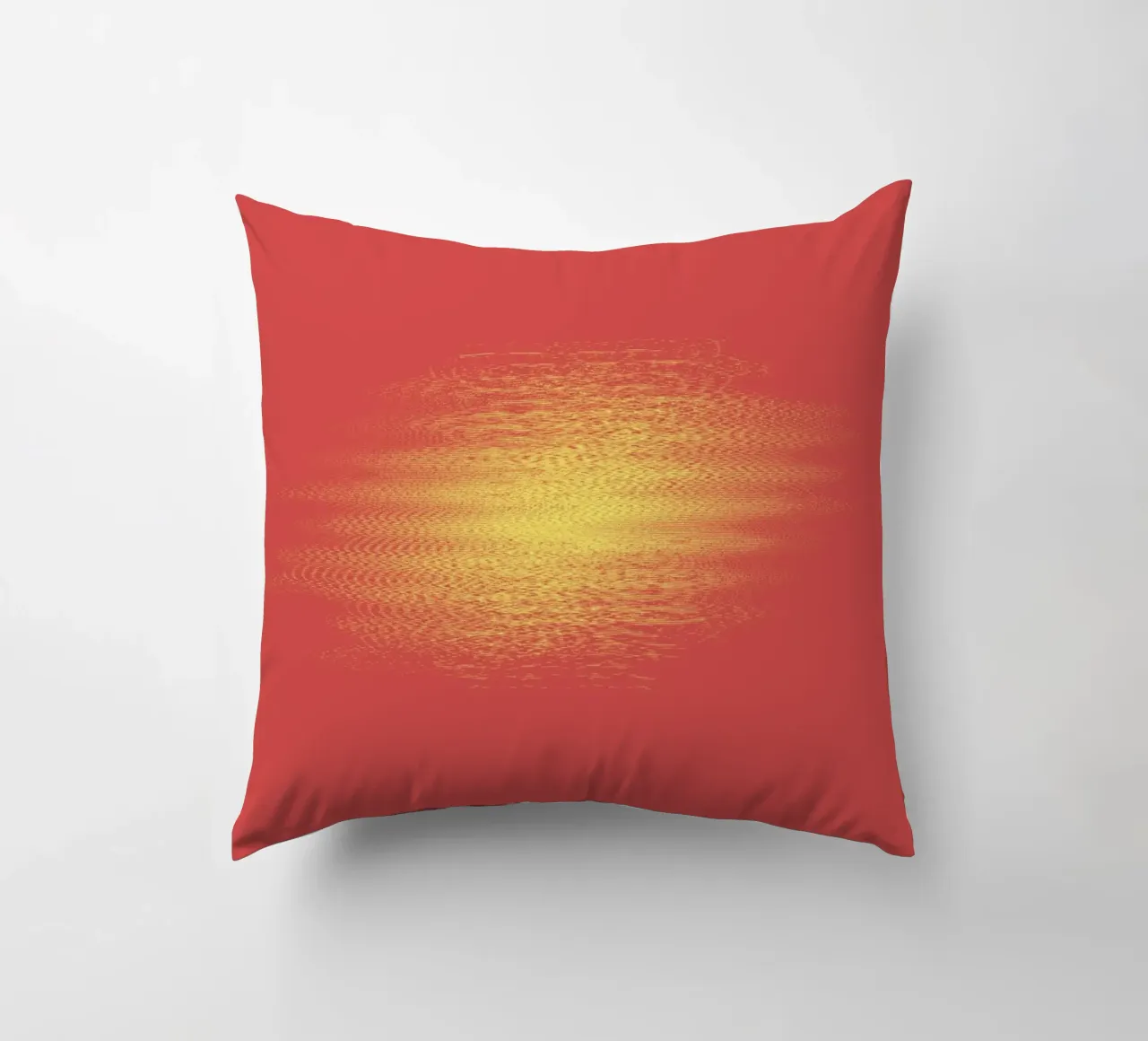 Abstract dynamic horizontal pattern in red and yellow decorative cushion by Something for you