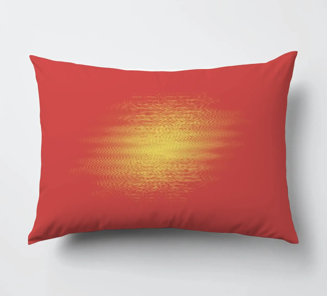 Abstract dynamic horizontal pattern in red and yellow decorative cushion by Something for you