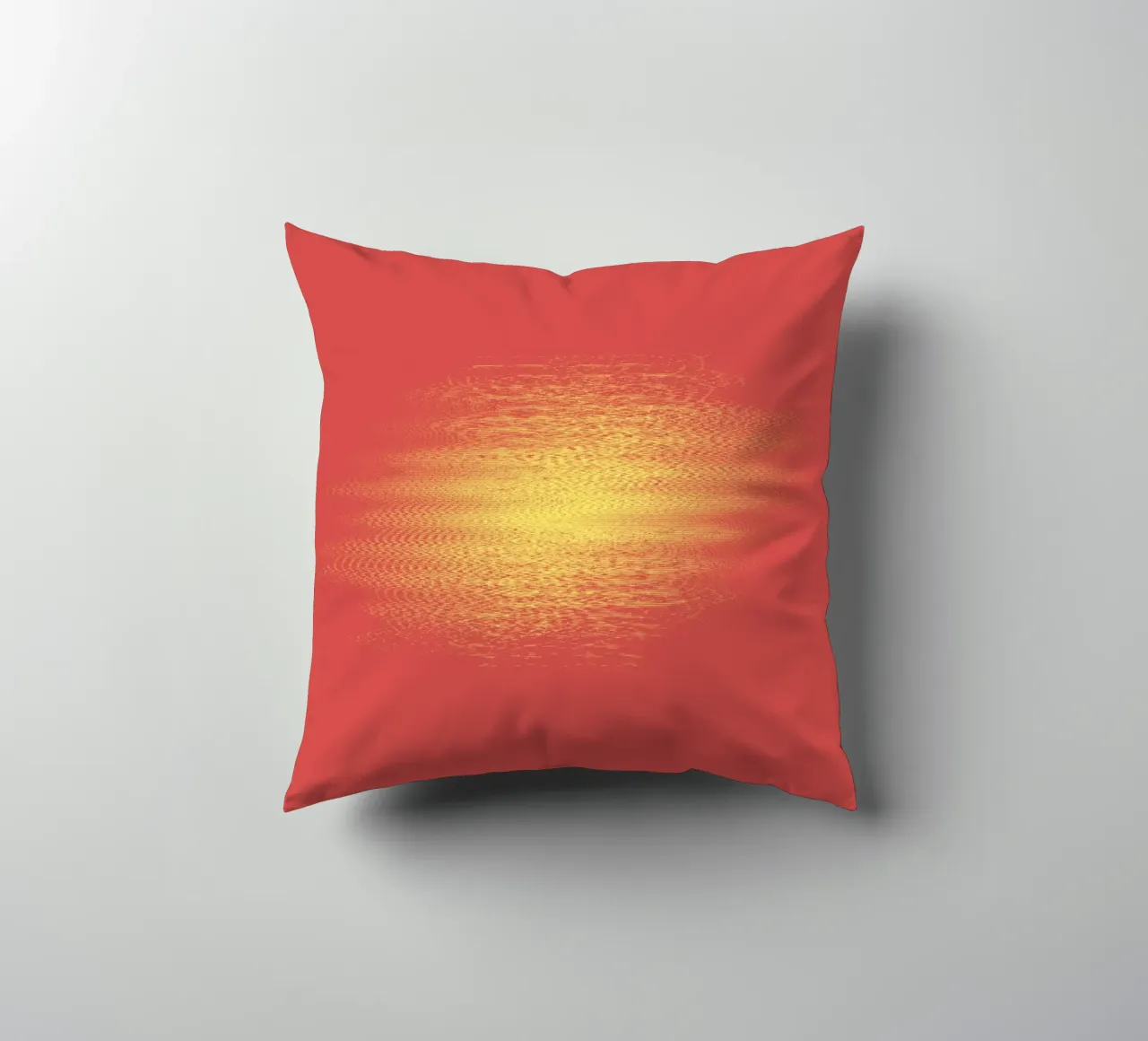 Abstract dynamic horizontal pattern in red and yellow decorative cushion by Something for you