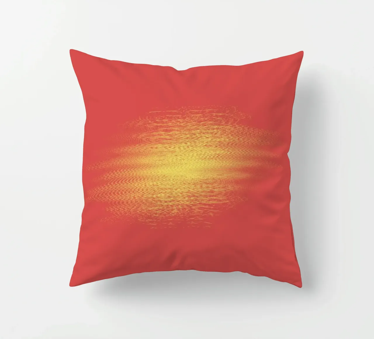 Abstract dynamic horizontal pattern in red and yellow decorative cushion by Something for you