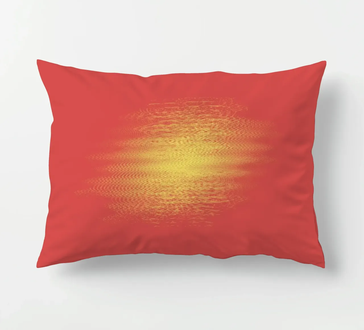 Abstract dynamic horizontal pattern in red and yellow decorative cushion by Something for you