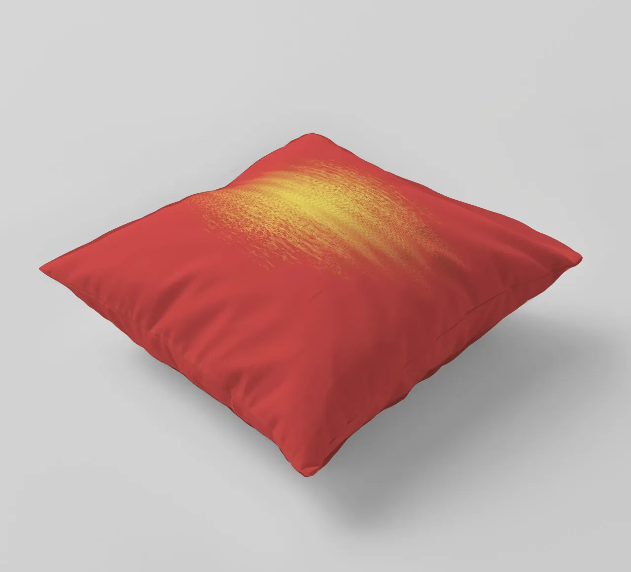 Abstract dynamic horizontal pattern in red and yellow decorative cushion by Something for you