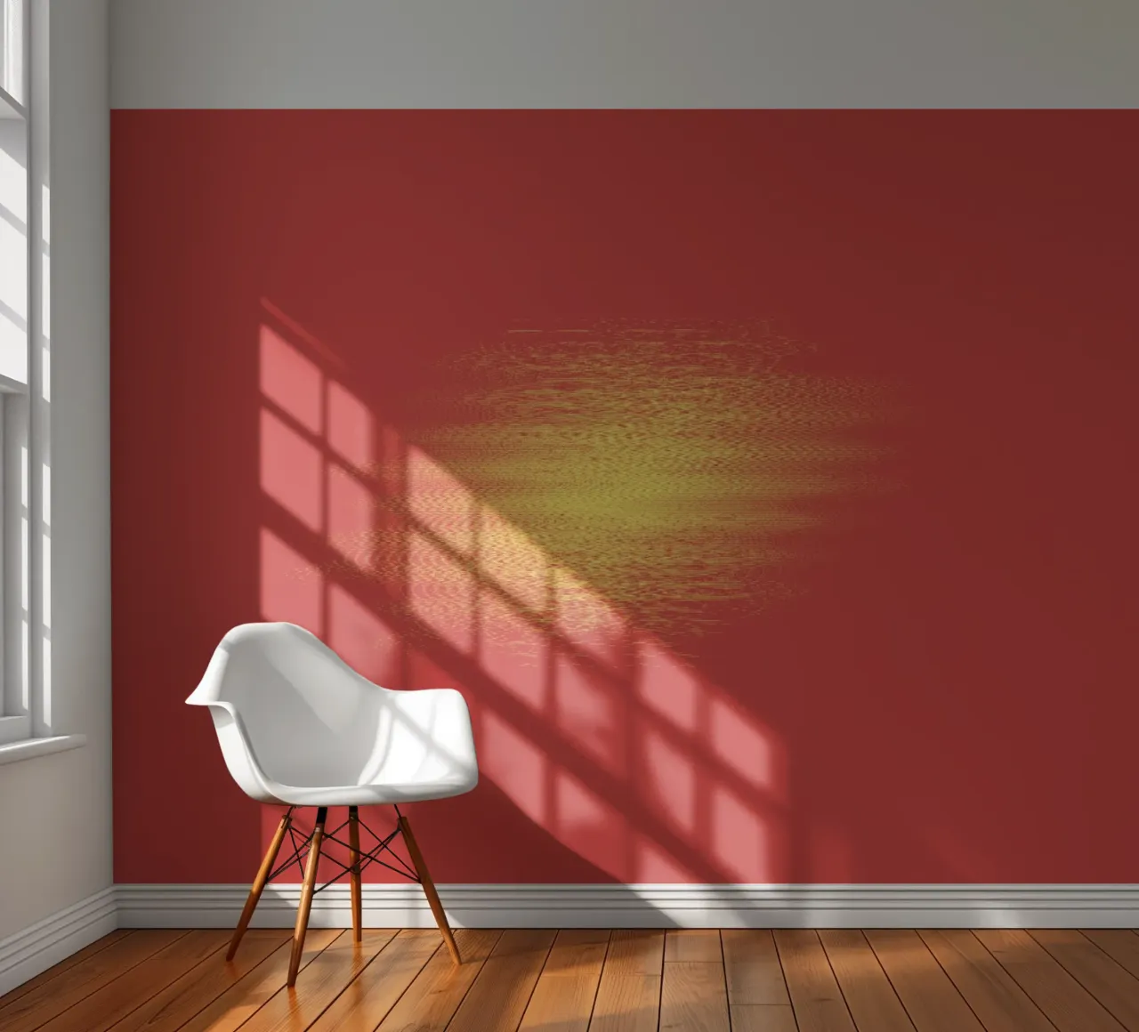 Abstract dynamic horizontal pattern in red and yellow photo wallpaper by Something for you