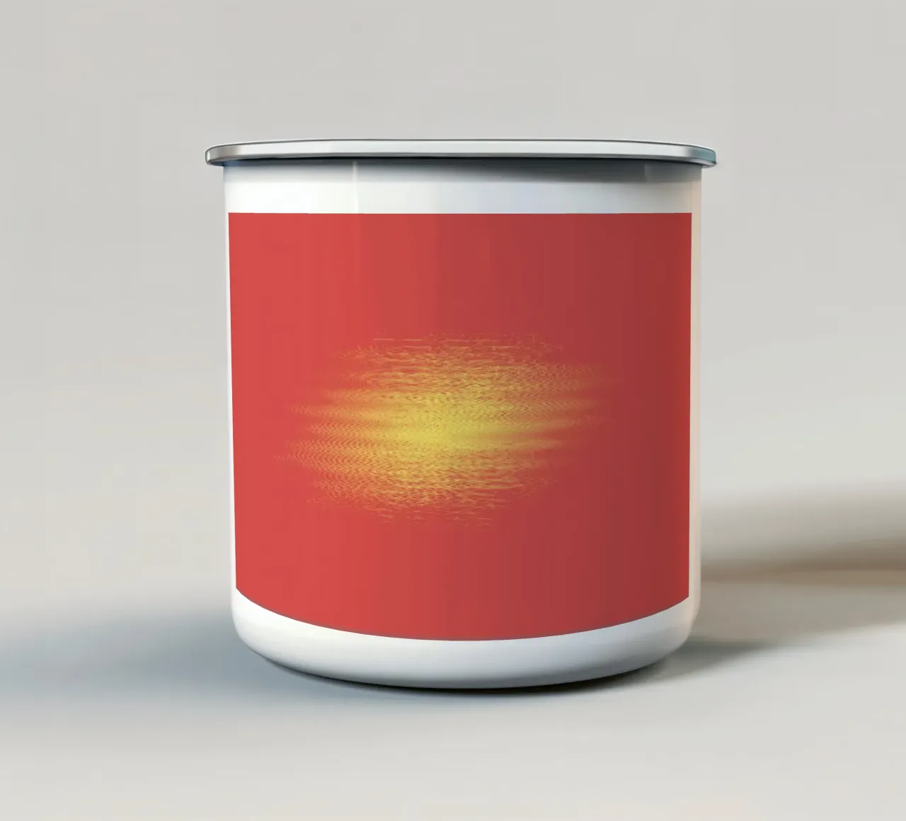 Motivo astratto dinamico orizzontale in rosso e giallo tazza in smalto da Something for you