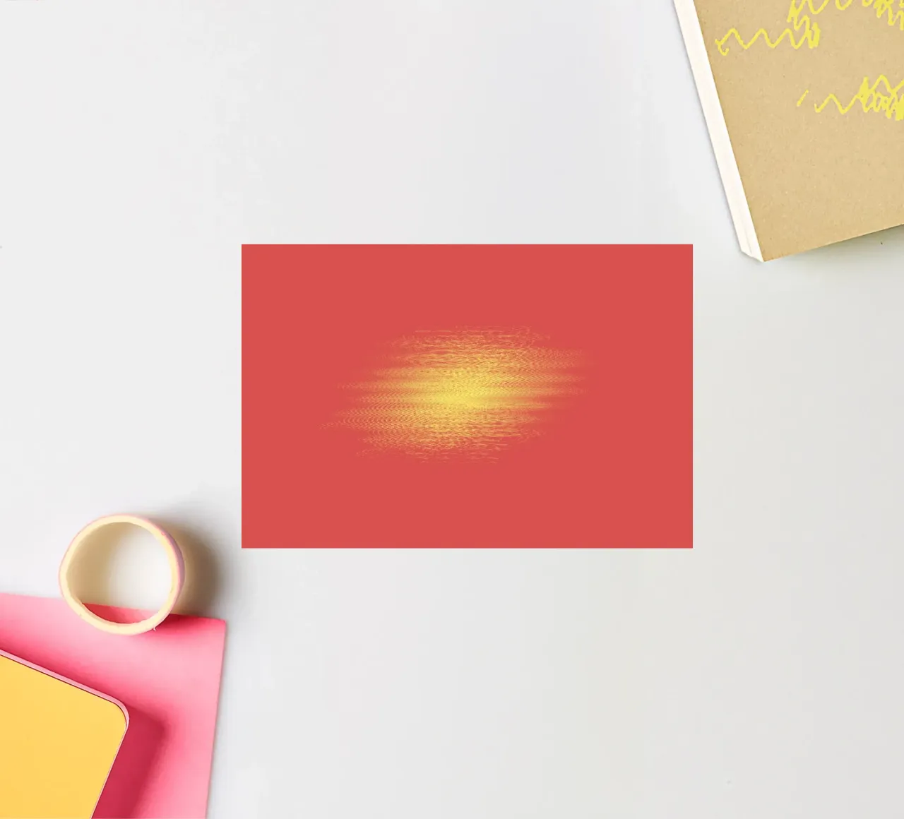 Motif horizontal dynamique abstrait en rouge et jaune autocollant de Something for you