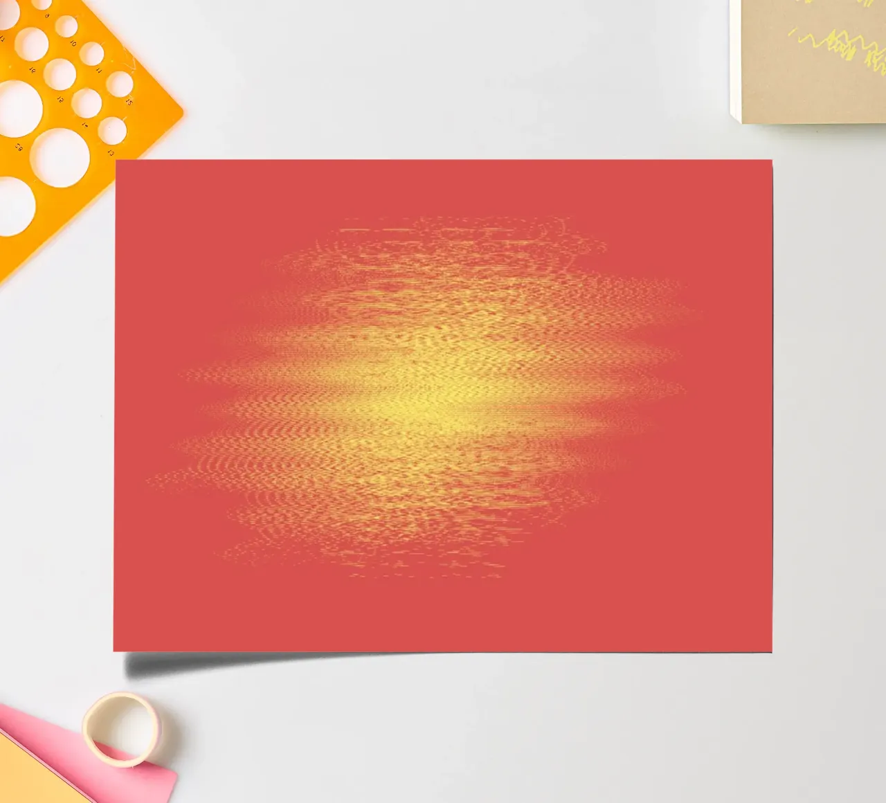 Motif horizontal dynamique abstrait en rouge et jaune planche autocollant de Something for you