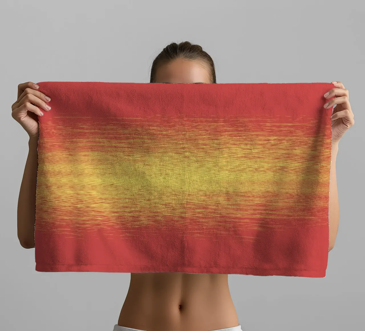 Motif horizontal dynamique abstrait en rouge et jaune serviette de bain de Something for you