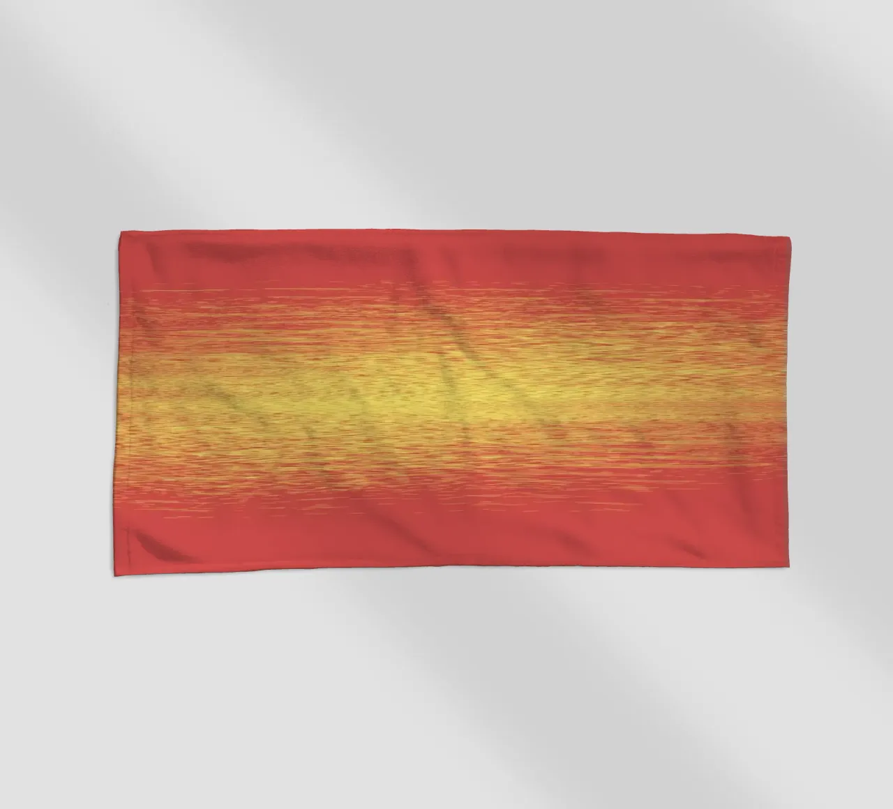 Abstract dynamic horizontal pattern in red and yellow beach towel by Something for you