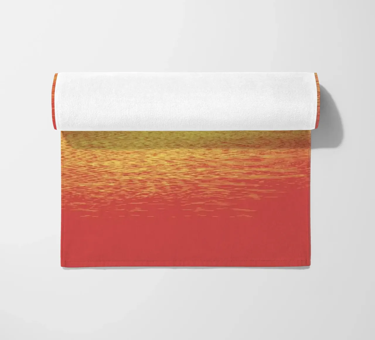Abstract dynamic horizontal pattern in red and yellow beach towel by Something for you